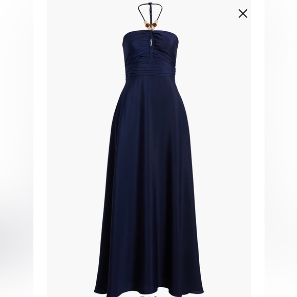 Eliza J Halter Maxi Dress Navy Blue Size 6‎ Elegant Formal Long Gown - Picture 5 of 14